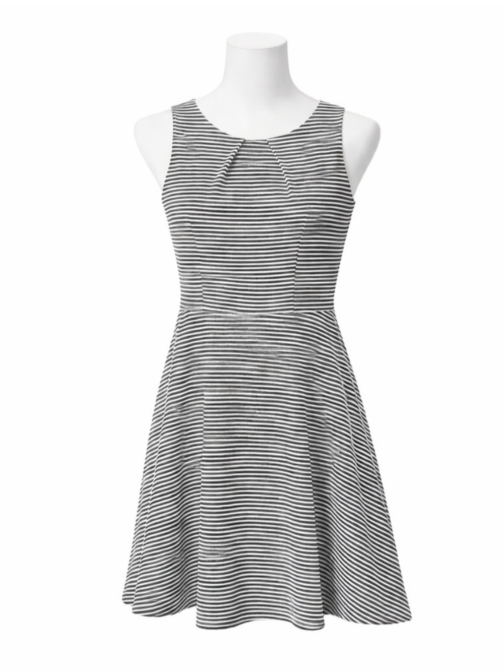 Size L Elle Women’s Black White Striped Fit &‎ Flare Midi Dress